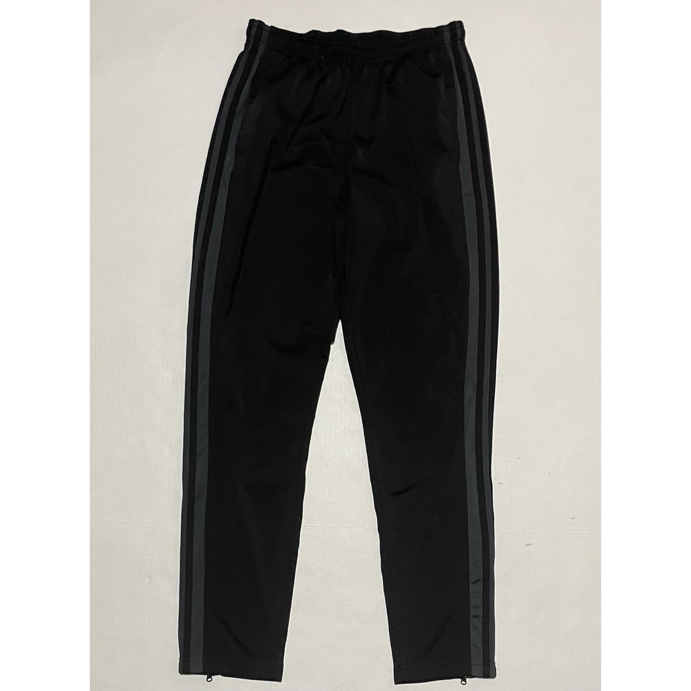 Adidas Mens Medium Black Pants Prime Green Drawstring Ankle Zip Track Sweatpants
